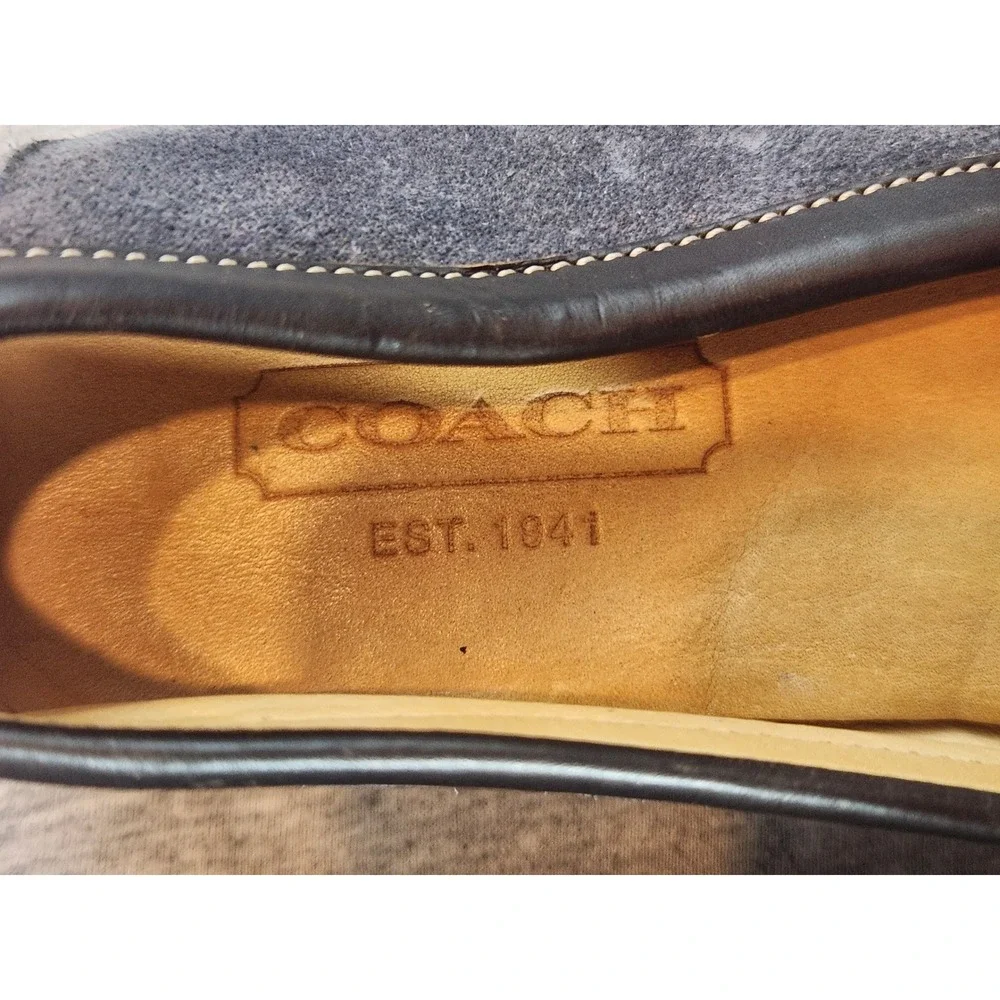 Coach Loafers Womens 6.5 Blue Suede Leather Buckle slip on Shoes
